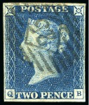 Stamp of Great Britain » 1840 2d Blue (ordered by plate number) 1840 2d Blue QB with fine to good margins, neatly cancelled by 1844-type "25" London numeral