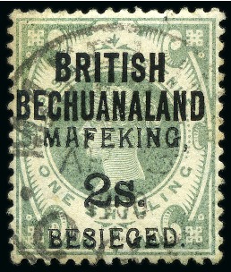 Stamp of South Africa » Mafeking 1900 Serif 2s on 1s green with Mafeking AP 3 1900 cds, a rarity of Mafeking and South African philately 