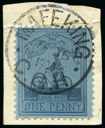 Stamp of South Africa » Mafeking 1900 Major Goodyear 1d pale blue on blue tied to small piece by Mafeking MY 15 1900 cds