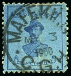 Stamp of South Africa » Mafeking 1900 Baden Powell 3d deep blue on blue and pale blue on blue, both used