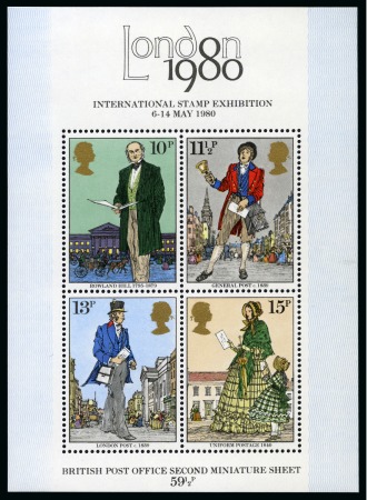 Stamp of Great Britain » Queen Elizabeth II 1979 Rowland Hill miniature sheet with BISTRE-BROWN OMITTED, mint nh