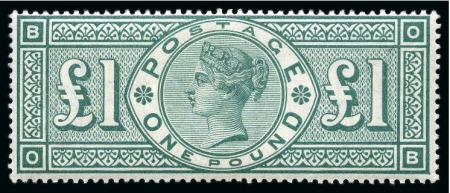 Stamp of Great Britain » 1855-1900 Surface Printed » 1887-1900 Jubilee Issue & 1891 £1 Green 1891 £1 green, mint never hinged, lettered OB