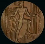 Stamp of Olympics » 1936 Berlin » Medals 1936 Berlin participation medal, 70mm, bronze, with maker's mark "GUSS H. NOACK BERLIN" on edge