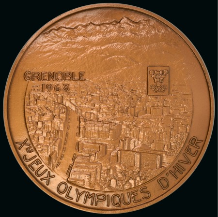 Stamp of Olympics » 1968 Grenoble 1968 Grenoble participation medal, 67mm, very fine