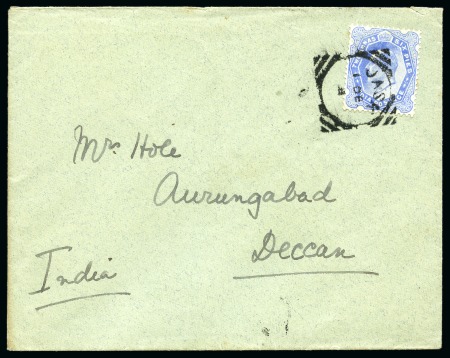 Stamp of Persia » Indian Postal Agencies in Persia Jask: 1911 Envelope franked with King Edward VII 2a6p