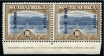 Stamp of South West Africa 1927 5s & 10s in mint nh lower marginal pairs with complete Bradbury Wilkinson printer's inscription