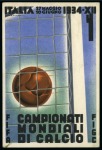 Stamp of Thematics » Sport and Games » Football 1934 World Cup official postcard with 1934 World Cup 20c & 50c plus the official vignette all tied by Roma Ferrovia 5.6.34 cds