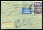Stamp of Thematics » Sport and Games » Football 1934 World Cup Italian Colonies 1L25c along with Somalia 50c pair on cover sent registered to Italy