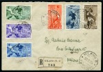 Stamp of Thematics » Sport and Games » Football 1934 World Cup normal set of 5 and airmail 75c on envelope
