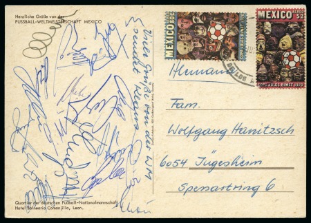 Stamp of Thematics » Sport and Games » Football 1966-70, Postcard mailed from Leon, Headquarter of the German team during Mexico’s 1970 World Cup