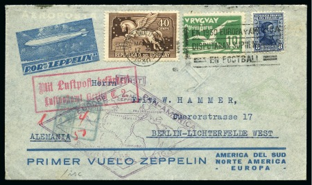 Stamp of Thematics » Sport and Games » Football 1930 WORLD CUP: 1930 (May 21) First Zeppelin Pan-America-Europe with football slogan cancel