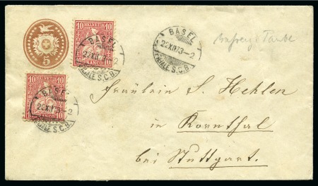 Stamp of Switzerland / Schweiz » Ganzsachen 1871/1946, kleine Sammlung von 33 Ganzsachen, einige ungewöhnliche Destinationen wie Palestinien und Ned. Indien und interessante Frankaturen.