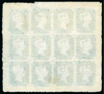 Stamp of Great Britain » Line Engraved Essays, Plate Proofs, Colour Trials and Reprints 1841 2d Blue trial sheet of twelve with blank corner letters