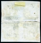 Stamp of Mauritius » 1859 Lapirot Issue » Early Impressions (SG 36-37) THE UNIQUE USED BLOCK: 1859 Lapirot 2d blue, early impression, RECONSTRUCTED BLOCK OF FOUR