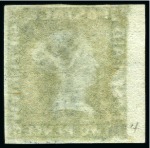 Stamp of Mauritius » 1848-59 Post Paid Issue » Earliest Impressions (SG 3-5) ONE OF THE FINEST RECORDED: 1848-59 Post Paid 2d deep blue, earliest impression, unused left marginal