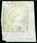 Stamp of Mauritius » 1848-59 Post Paid Issue » Worn Impressions (SG 16-22) 1848-59 Post Paid 2d grey-blue, worn impression, position 10, used, bottom left corner marginal