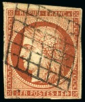 Stamp of France » Type Cérès de 1849-1850 1849, Cérès 1 franc VERMILLON oblitération grille finement