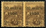 Stamp of Colonies françaises » Monaco 1920, Mariage de la Princesse Charlotte les 3 valeurs avec la variété deuxième C renversé 