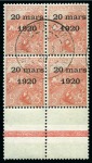Stamp of Colonies françaises » Monaco 1920, Mariage de la Princesse Charlotte série complète en blocs de 4