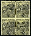 Stamp of Colonies françaises » Monaco 1920, Mariage de la Princesse Charlotte série complète en blocs de 4