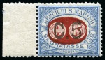 Stamp of Italy » San Marino 1931 Segnatasse complete set of overprints essays on 15c in black and red