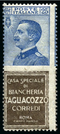 Stamp of Italy 1924-25, Francobolli Pubblicitari, serie completa di 21 valori, con gomma integra;