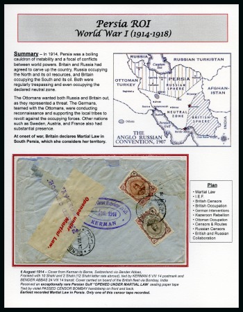 Stamp of Persia » Censored Mail 1914 Persia Censored Mail: An album page written up