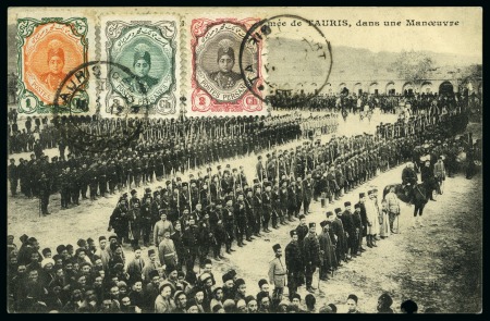 Stamp of Persia » Rebellion and Occupation Issues 1912 Picture Postcard showing the "Army of Tabriz" on manoeuvres sent from Tabriz 