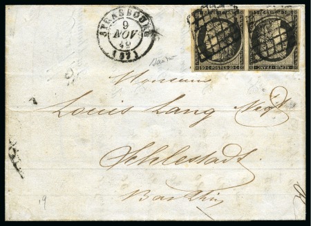 Stamp of France » Type Cérès de 1849-1850 1849, Lettre du 9 Novembre de Strasbourg pour Sélestat