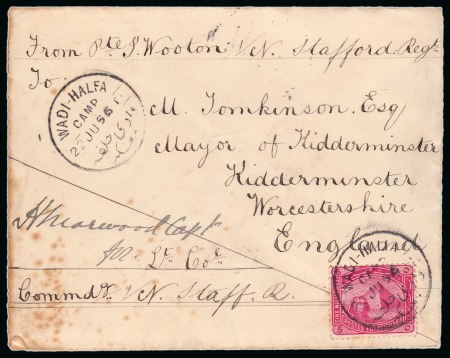 Stamp of Egypt » Egyptian Post Offices Abroad » Territorial Offices » Wadi Halfa Camp (Sudan) 1896 (22.6) Cover from Wadi- Halfa Camp to Kidderminster,