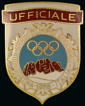 Stamp of Olympics » 1956 Cortina d'Ampezzo 1956 Cortina Officals' participation badge with original cardboard box