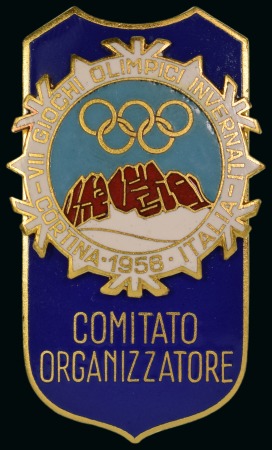 Stamp of Olympics » 1956 Cortina d'Ampezzo 1956 Cortina Organising Committee participation badge with original brown case