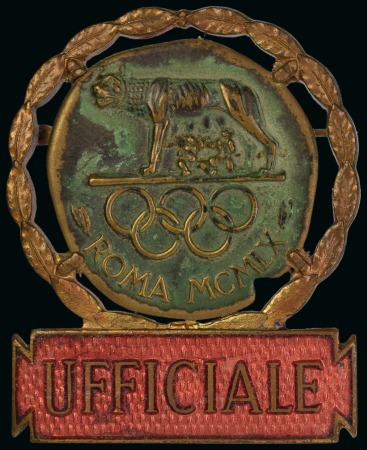 Stamp of Olympics » 1960 Rome 1960 Rome officials' participation badge with red bar and "UFFICIALE"