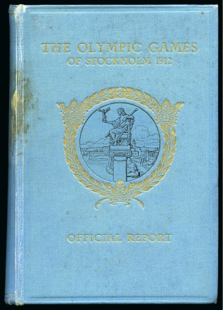 Stamp of Olympics » 1912 Stockholm » Memorabilia 1912 Stockholm official report in English, dedicated to an IOC member from the Swedish Organising Committee