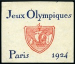 Stamp of Olympics » 1924 Paris » Memorabilia 1924 Paris, official luggage label, 153x95mm, plus smaller white seal with Games legend and logo
