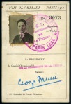 Stamp of Olympics » 1924 Paris » Memorabilia 1924 Paris official identity card issued by the French Olympic Committee for a journalist