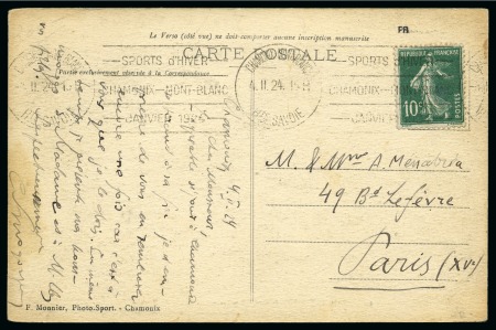 Stamp of Olympics » 1924 Chamonix TENTH AND FINAL DAY OF THE GAMES: 1924 (Feb 4) Picture postcard of an ice hockey match with "SPORTS d'HIVER / CHAMONIX - MONT-BLANC / JANVIER 1924" special roller cancel 