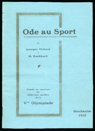 Stamp of Olympics » Pierre de Coubertin and the IOC "Ode au Sport" by "Heorges Hohrod and M. Eschabach", the noms de plume for Pierre de Coubertin, brochure with poem which won the Gold medal