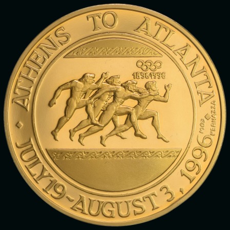 Stamp of Olympics » 1996 Atlanta 1996 Atlanta Olymphilex solid gold medal (Olympic & Sports Stamp Exhibition), hallmarked 986, weight 18g