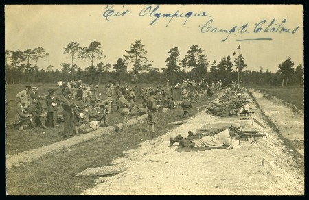 Stamp of Olympics » 1924 Paris » Postcards Mixed group of 5 postcards incl. photo postcard of the shooting at the Olympics