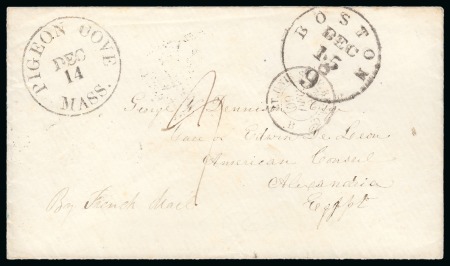 Stamp of Egypt » French Post Offices » Alexandria 1860 (14.12) Incoming stampless cover to American Consul in Alexandria from Pigeon Cove, Massachussets, USA
