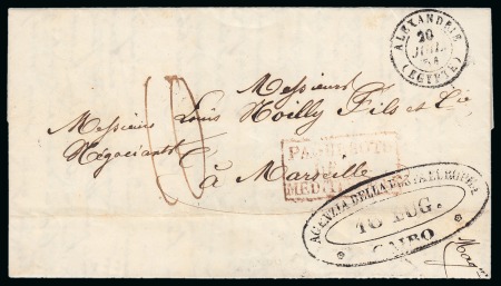 Stamp of Egypt » French Post Offices » Alexandria 1851 (16.7) Letter from Cairo via Alexandria to Marseille,