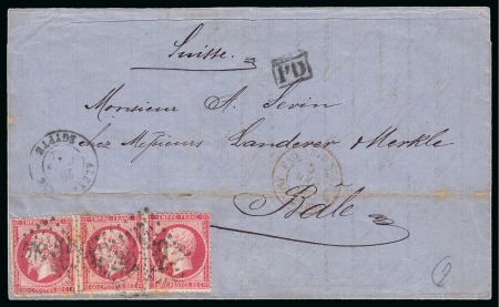 Stamp of Egypt » French Post Offices » Alexandria 1866 (29.7) Letter from Alexandria to Basel, Switzerland,