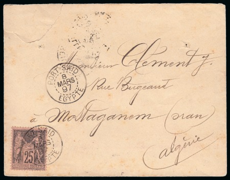 Stamp of Egypt » French Post Offices » Port Said 1897 (8.3) Cover from Port Said via Marseille to Oran,