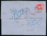 Stamp of Egypt » Greek Post Office » Alexandria 1873 (9.8) Double rate folded cover from Alexandria to Syra franked by fine 80 lep. carmine