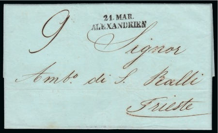 Stamp of Egypt » Austrian Post Offices » Alexandria 1852 (21.3) Folded stampless entire from Alexandria