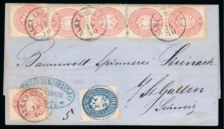 Stamp of Egypt » Austrian Post Offices » Alexandria 1866 (14.10) Folded cover from Alexandria to St. Gallen,