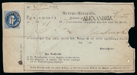 Stamp of Egypt » Austrian Post Offices » Alexandria 1875 (22.11) Return receipt bearing 10s. tied ALEXANDRIEN/22.11.75