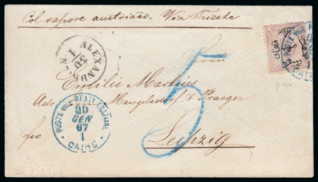 Stamp of Egypt » Austrian Post Offices » Mixed Frankings 1867 (30.1) Envelope from Cairo to Leipzig, Germany,