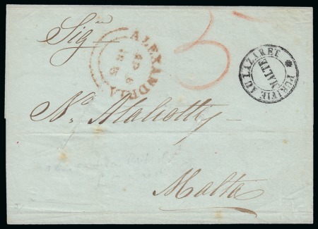 Stamp of Egypt » British Post Offices » Alexandria 1845 (8.4) Folded entire letter sheet from Alexandria